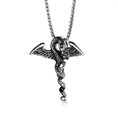 Mode Design Sinn Edelstahl Halskette Männliche Persönlichkeit Straße Hip Hop Drachen Anhänger