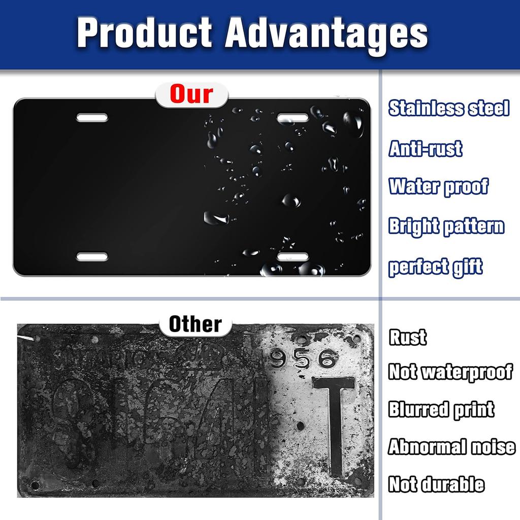 Vintage American Flag License Plate Black White USA Flag License Plate Funny For Car Decoration Vanity Tag Stainless Steel License Plate Frame Fits