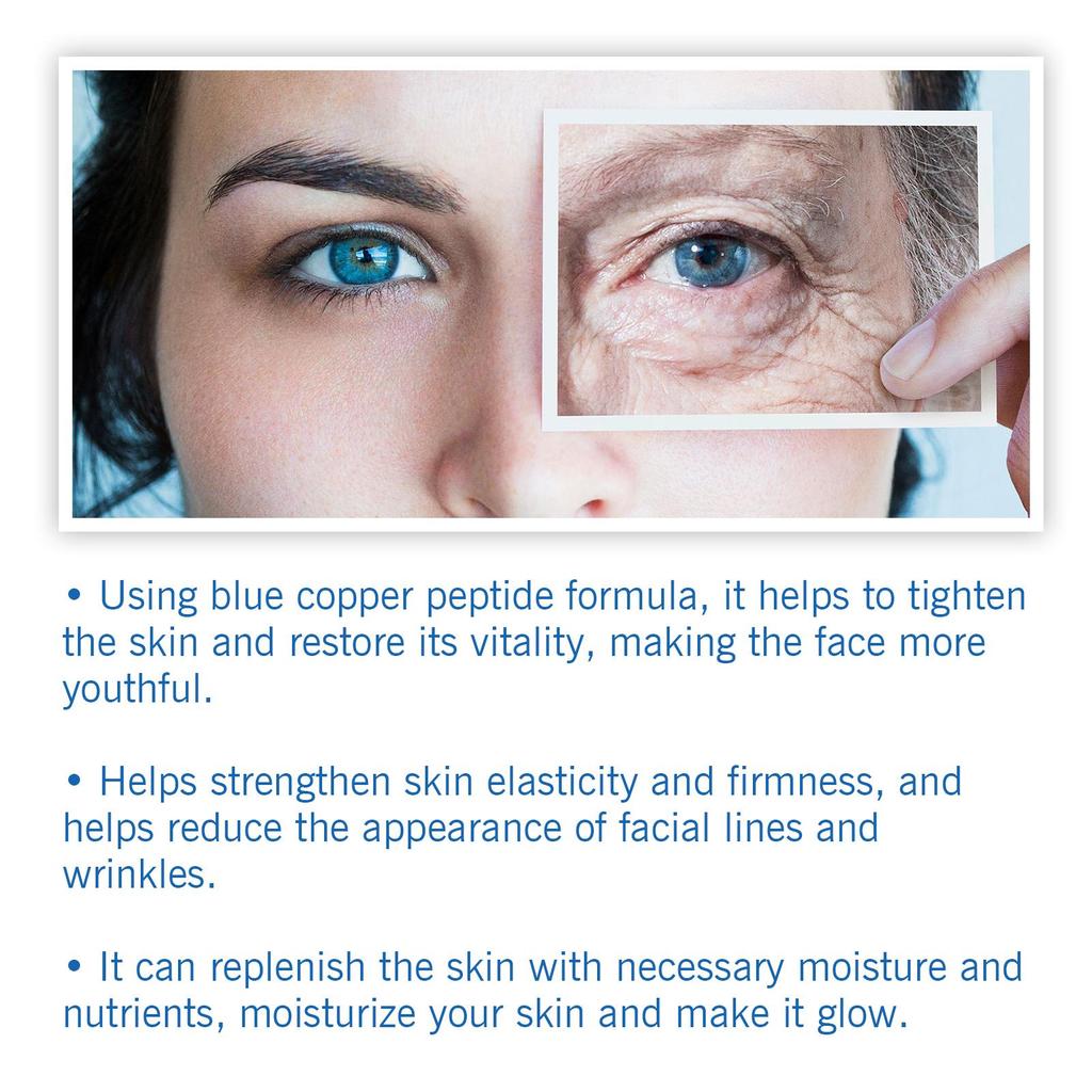 Blue Copper Peptide Wrinkle Serum Firming Lifting Reduce Fine Lines Restore Skin Elasticity Moisturizing Hydrating Brighten 30ml