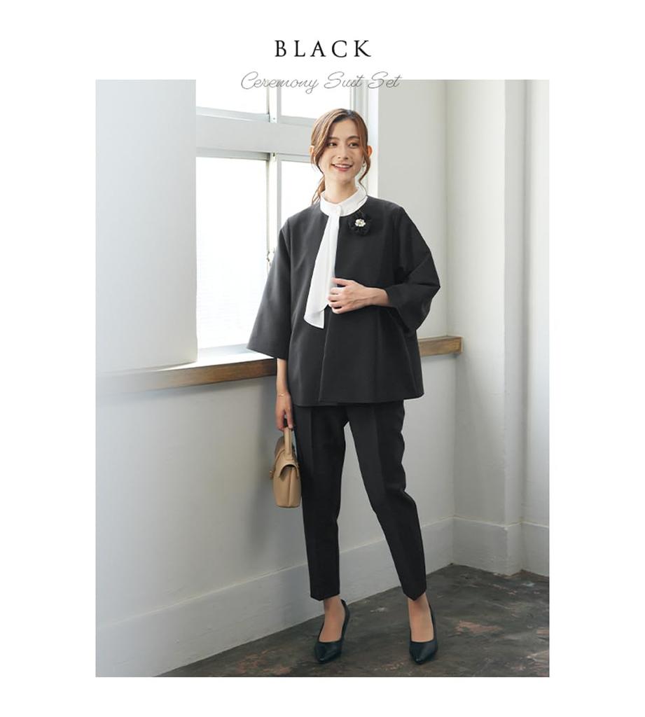 Suit Pants Suit 3 Piece Set Blouse BLACK 11 [Port Erie] Women's (Jacket + + Pants) No.