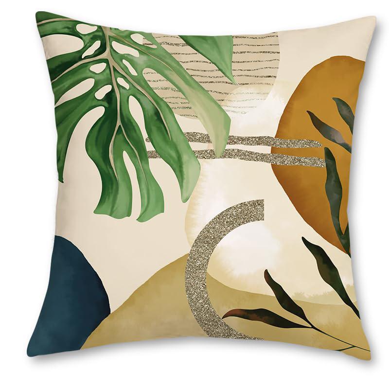 Home Decor Tropical Leaf Geometric Pattern Throw Pillow Covers Pattern Cushion Cover Suitable For Sofa Bedroom Car Pillow Cover