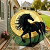 Black Horse Elegance: Luxury Umbrella with Intricate Floral Design   Auto Open/Close, Outdoor Protection, Travel Accessory, Lightweight & Durable 104
