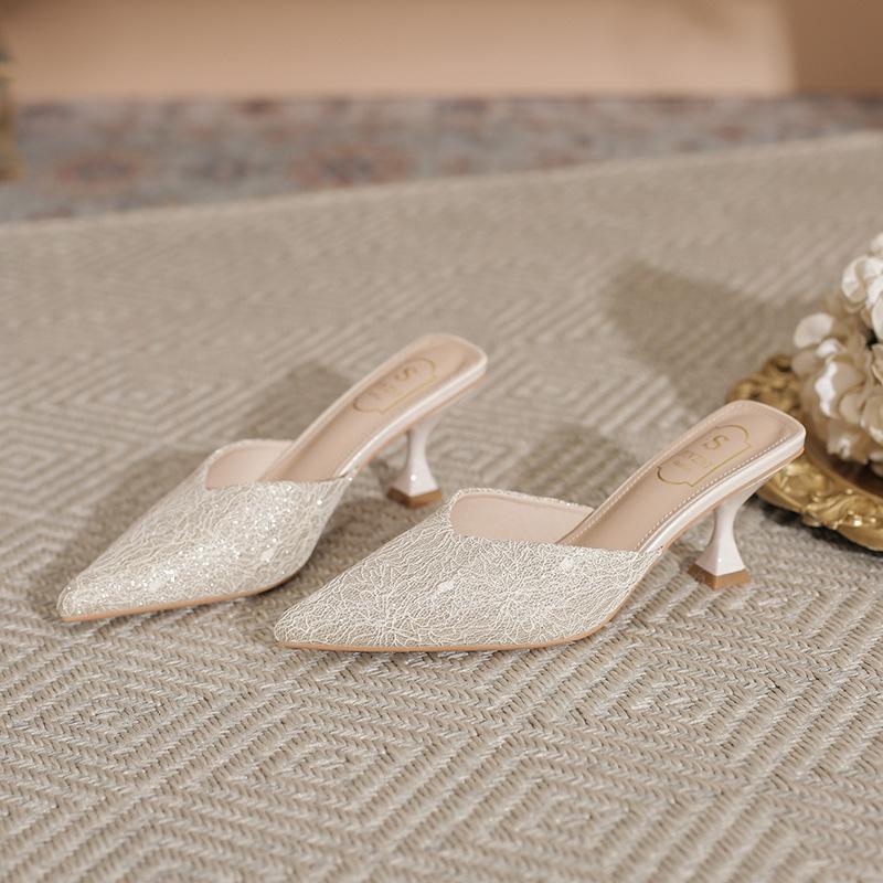 

Niche design bag head sandals women s high heels fine heel high sense spring new solid color light mouth single shoes women 39 шампанского