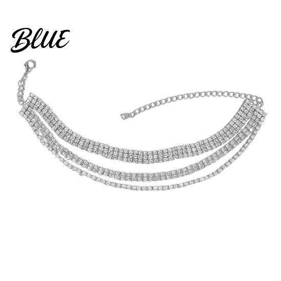 Beach Anklet Women Anklet Sparkling Three-Layer Rhinestone Durable Alloy Adjustable
