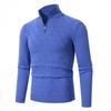 Men's Casual Solid Color Semi-zipper Stand-up Collar Knitted Sweater, Men's Fleece Warm Knitted Pullover Sweater