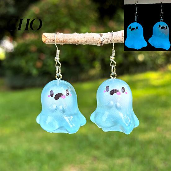 Eye-catching Earrings Ghost Glow-in-the-Dark Pendant for Women Decor, Fun Unique Lightweight Jewelry Cute Earrings, Necklace Halloween Cartoon