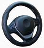 1X Fashion 38cm Black PU Leather Embossed Style Car Steering Wheel Cover Durable