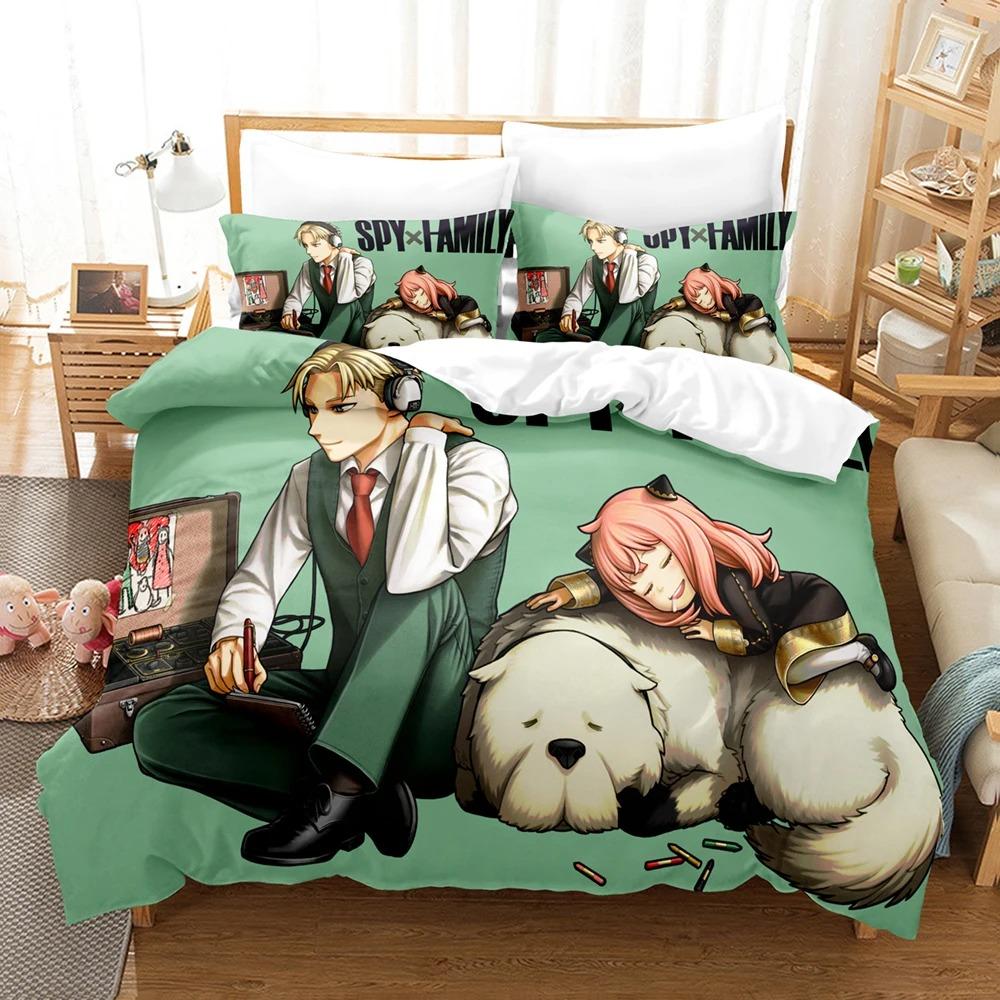 SPY×FAMILY Anime Bedding Set Anya Forger Quilt Cover Single Double Size With Pillowcase Boys Girls Bedspread