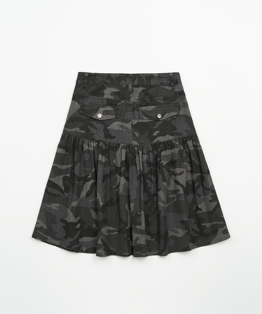 Tofi Woman W Back Flap Flare Skirt (Charcoal)