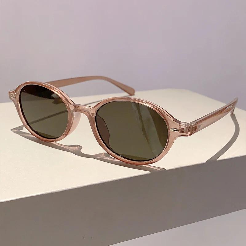 Y2k Vintage Oval Sunglasses Women  New Fashion Candy Color Shades Trendy Retro Solid UV400 Protection Outdoor Eyewear