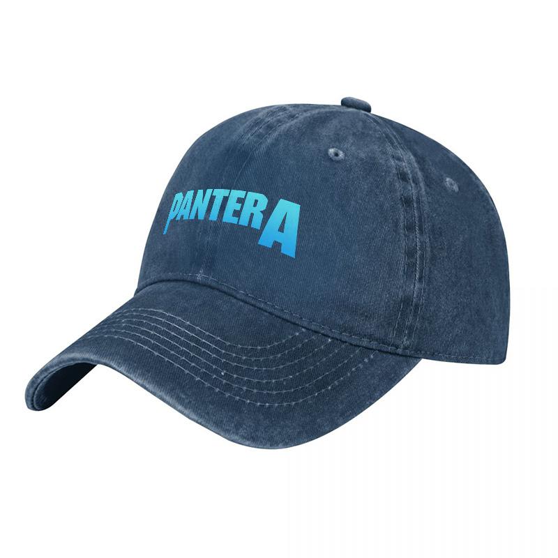 Pantera Logo Washed Cotton Baseball Cap Classic Fit Unisex Adjustable Hat Black w Blue Embroidery