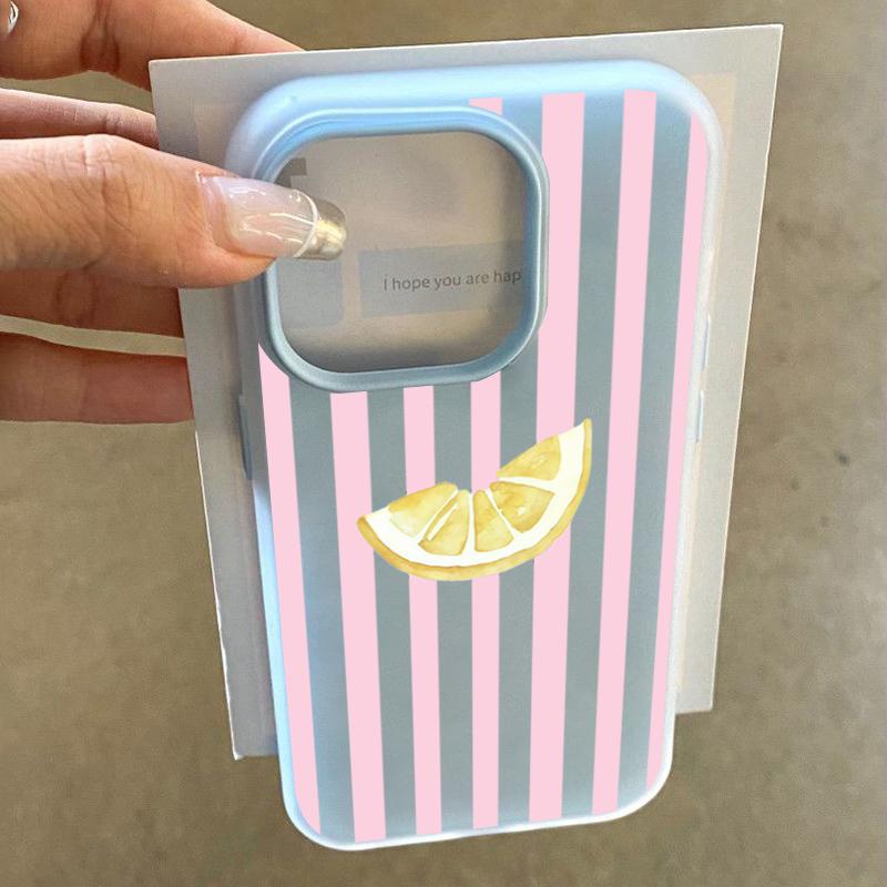 Lemon Slice Pink Stripes Phone Case For Xiaomi Redmi 14C 13C Redmi Note 15 Pro 14 13 12 11 10 Pro Plus 4G 5G 2 in1 Soft Cover