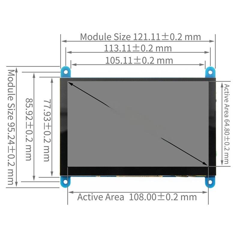 Οθόνη LCD 5'' HDMI Αφής για Raspberry Pi 3B+/4B
