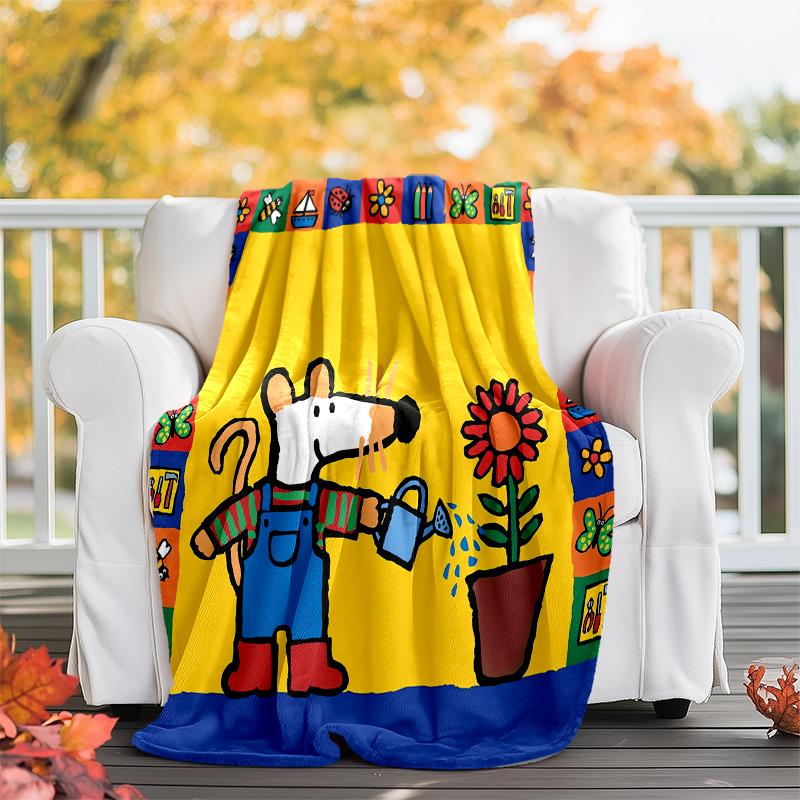 Maisy Mouse Theme Printed Blanket - Perfect for Couch, Bed, Travel & Outdoor Use | Machine Washable, Cozy & Durable.