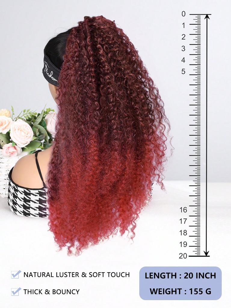 Synthetische Perücken, 50,8 cm langer Pferdeschwanz mit Kordelzug, tief gelockt, hitzebeständig, Pferdeschwanzverlängerung im Afro-Stil, verworrene lockige Haarteile für Frauen