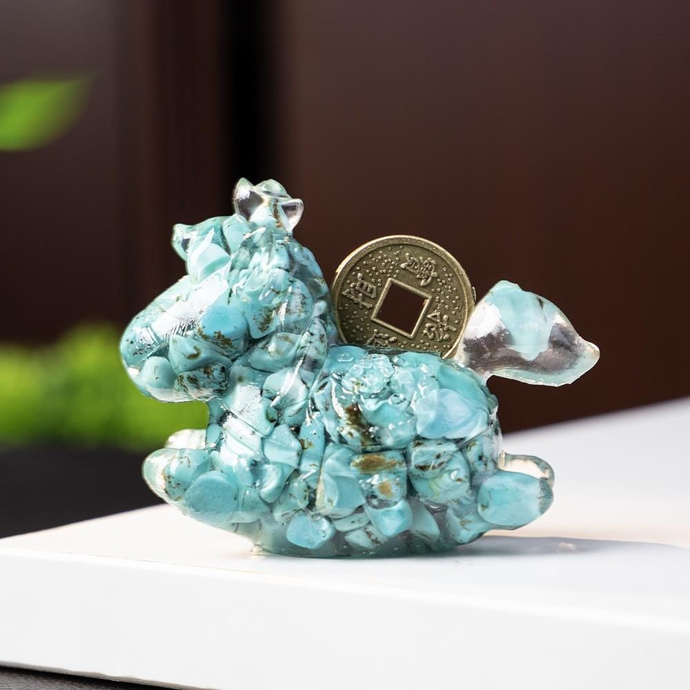 Resin Animal Decor With Natural Crystal Chips For Home Office Gift