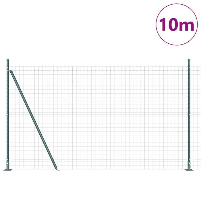VidaXL Clôture Euro avec 7 poteaux flans 1,6x10 m Acier galvanisé 3350808