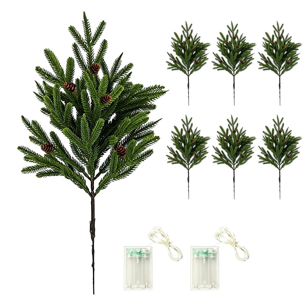 Artificial Branches Christmas Needles Stems for Vase Indoor Holiday Decoration
