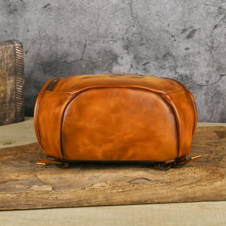 Johnature Retro Animal Printed Chest Bag Genuine Leather Handmade Cowhide Backpack Versatile Women's Crossbody Bags