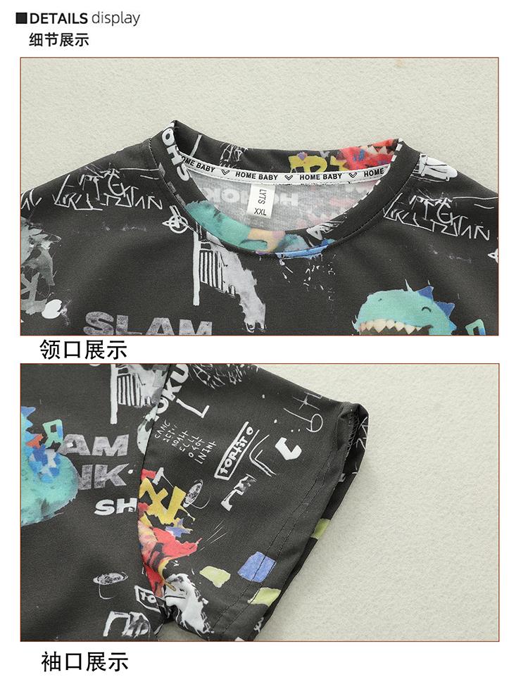 Boys' Summer Set 2026 New Style Rascal Trendy Children's Dinosaur Short sleeved T-shirt Men's Treasure Summer Half sleeved Clothes