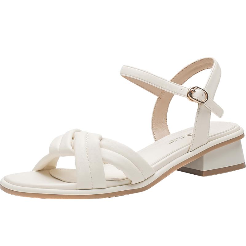 ZHR Women s Square Toe Chunky Heel Single Strap Sandals 35