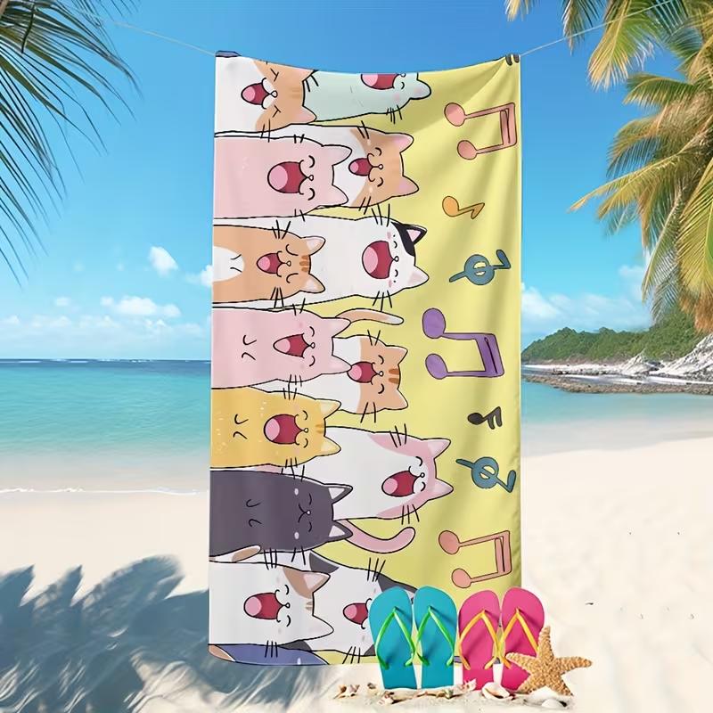 Cat Print Super Absorbent Bath Towel Breathable Large Beach Towel Soft Quick Drying Bath Towel Beach Camping Travel Themed Towel