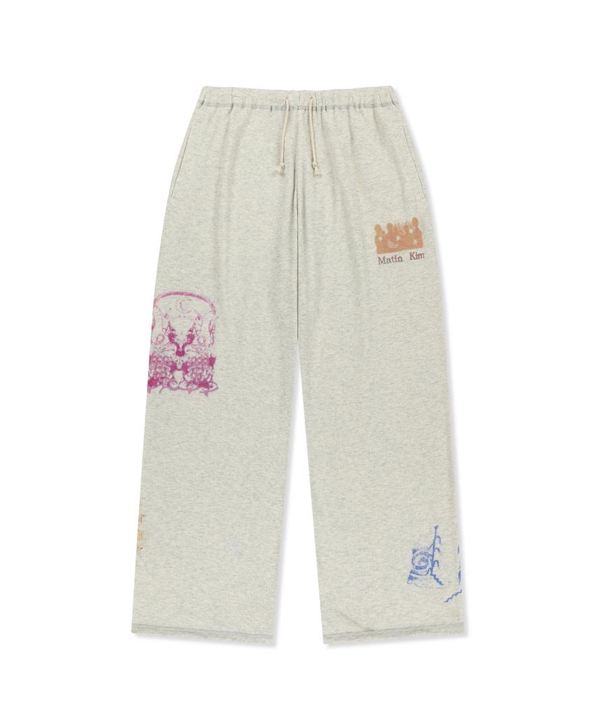Mattengkim Sketch Graffiti Waffle Pants In Light Beige