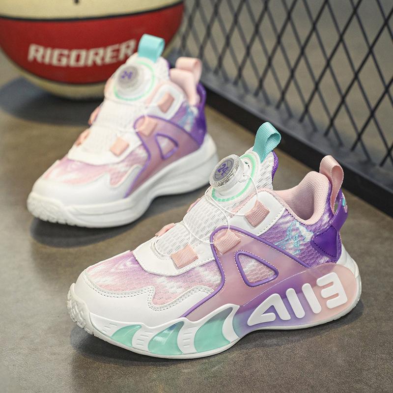 Classmate Summer Mesh Breathable Sneakers Middle-aged and Older Children 2025 Spring and Autumn Rotating Buckle Girls Pink Running Sneakers