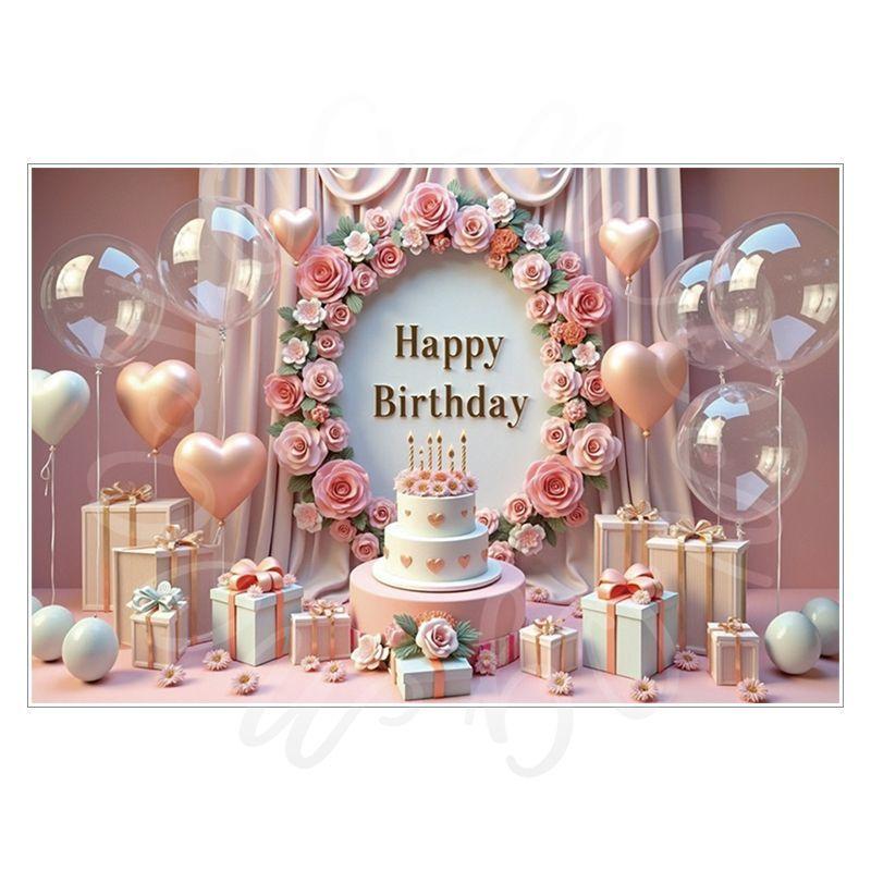Pink Birthday Theme Party Decoration Backdrop Cloth - Party Decoration Scene Background Wall Hanging