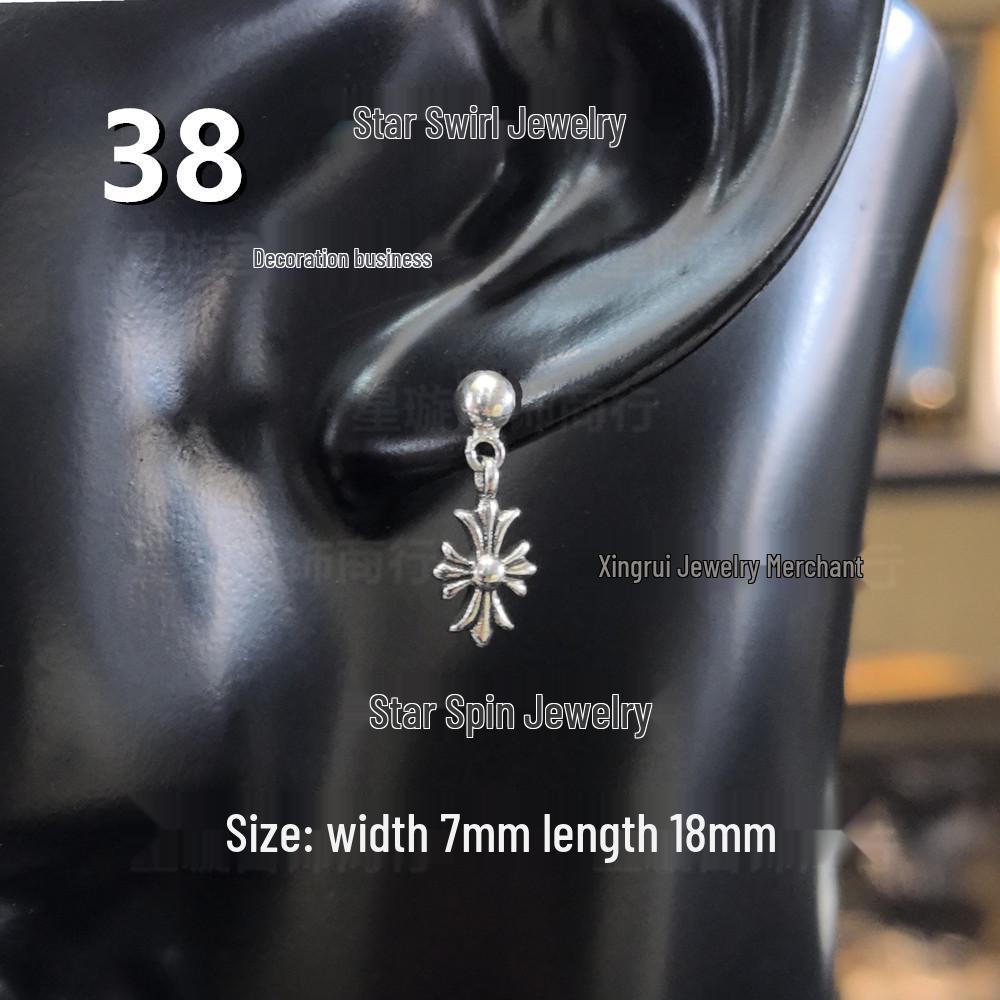 Cercei atârnători New Cross G-Dragon cu diamante colorate pentru bărbați și femei, Cupru alb, Argint thailandez, Ac din argint s925