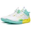 New LiNing Badfive 3 Cushioning, Slip Resistant, And Abrasion Resistant Mid Top Basketball Shoes Men's White Green Yellow ABFT005-9
