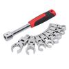 9Pcs Replaceable Wrench Set Flexible Head 180° Rotating Torsion Wrench with Handle