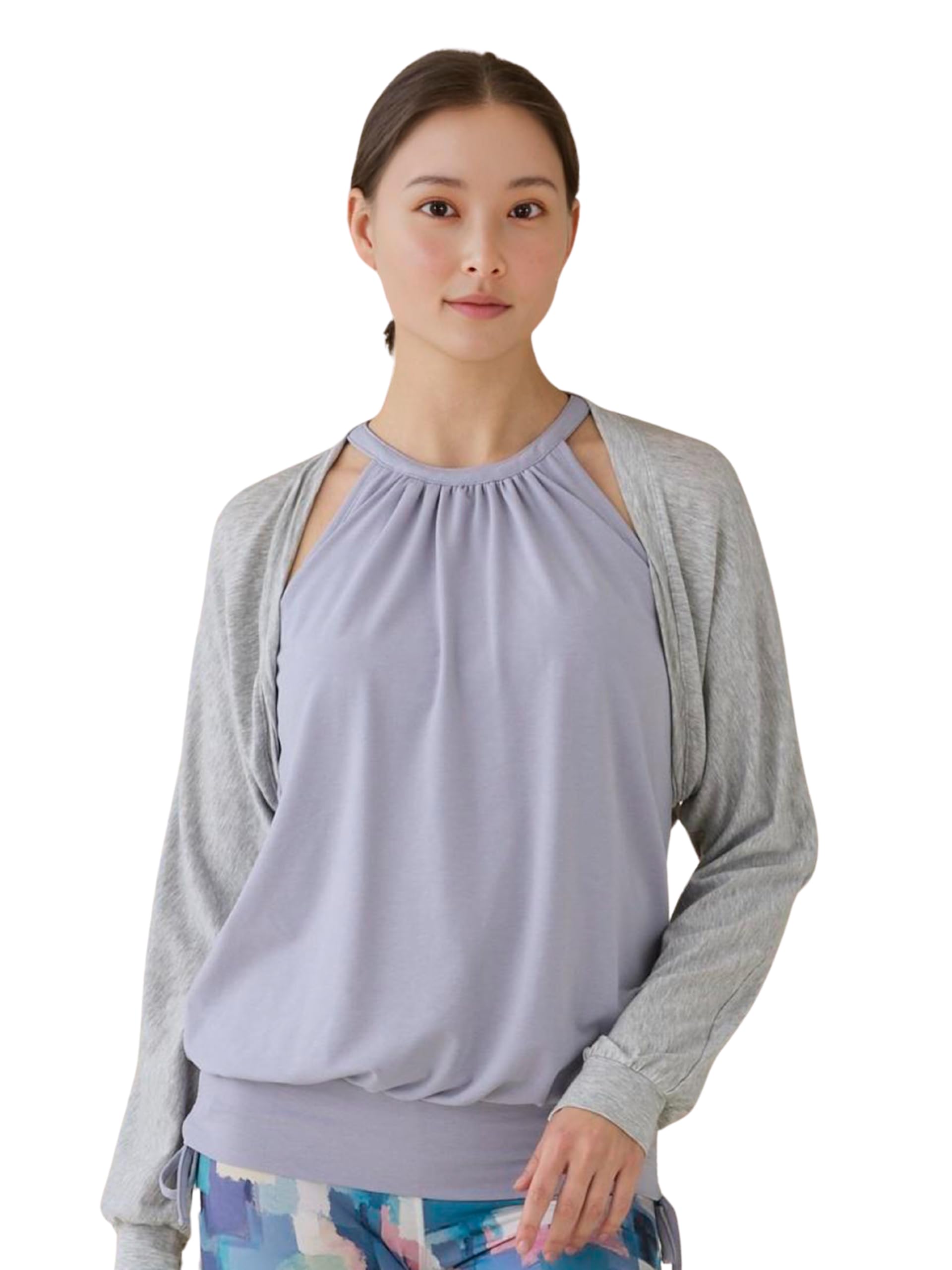 

Suria Yoga Wear Gray One Size Fits Made in Cold Weather Tencel [Sofia Bolero] Heather, All, Japan, Stretchy, Protection,