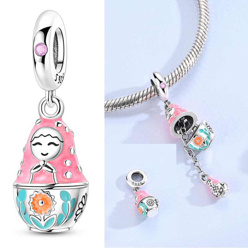 925 Silver 3D Openable Locket Bracelet Charm Bead Easter Pendant Fit Bracelet Necklace for Women DIY Gift