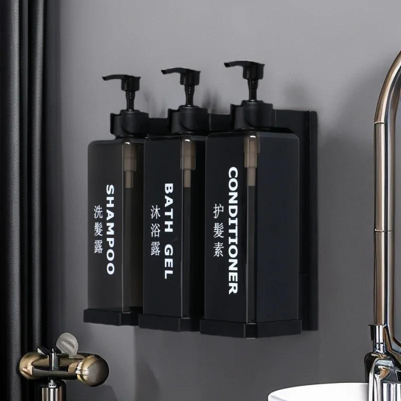 Manual Press Soap Dispenser Light Luxury Bathroom Hotel Multi-head Wall-mounted Shampoo and Shower Gel Holder 500ml
