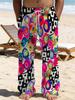 Casual men's printed loose straight trousers vacation beach pants men's European and American breathable