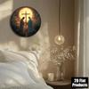 Croix Chrétienne Jésus-Christ Panneau Métallique Art en Fer Blanc Rond Décor Mural Religieux Maison Église Bar Café Man Cave Intérieur Extérieur