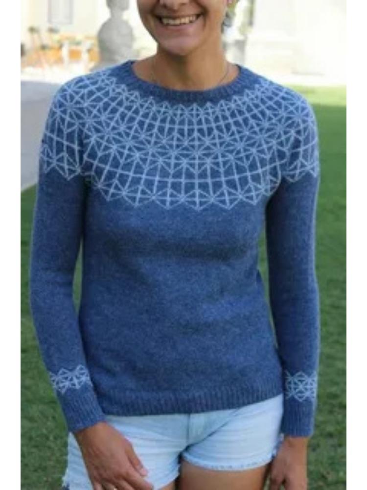 Damen Rundhals Colorblocking Locker geschnittener Mode-Pullover Strickoberteil Luxuriöses Relaxed-Fit Schlankmachendes und Vielseitiges Oberteil