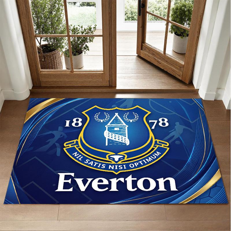 Everton Football Design Crystal Velvet Rug Soft Decorative Mat for Bedroom Entrance