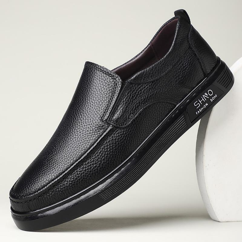 The First Layer of Cowhide Men's Shoes 2025 Genuine Leather Autumn Soft-soled Trendy Shoes Youth Versatile Board Shoes One Pedal Casual Leather Shoes