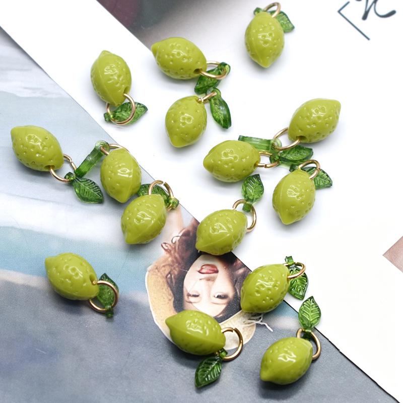 Mini Acrylic Fruit Lemon Pendants Lovely DIY Charms Waterproof for Bracelet Necklace Keychain Jewelry Making Supplies