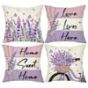Home Decor Lavender Flowers & Home Sweet Phrases Cushion Covers Pattern Cushion Cover Suitable for Sofa Bedroom Car Pillow Cover