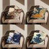 Funny Art Wave Kanagawa Cat Throw Pillow Case For 45x45cm,55x55cm,30x30cm For Home Bedroom Decoration And Protector