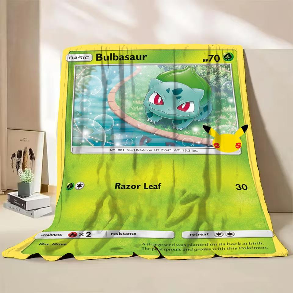 Pokémon Kaart Karakter Cartoon Flanellen Plaid Deken voor Slaapkamer Bed Bank Lunchpauze Picknick Reisdekens Kinderen Zachte Cadeaus
