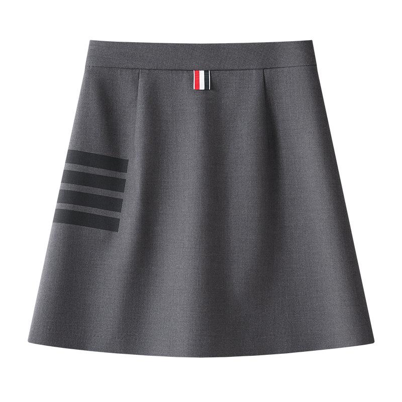 Women's Gray High-Waist A-Line Midi Skirt: Spring 2025 Elegant Bodycon Design