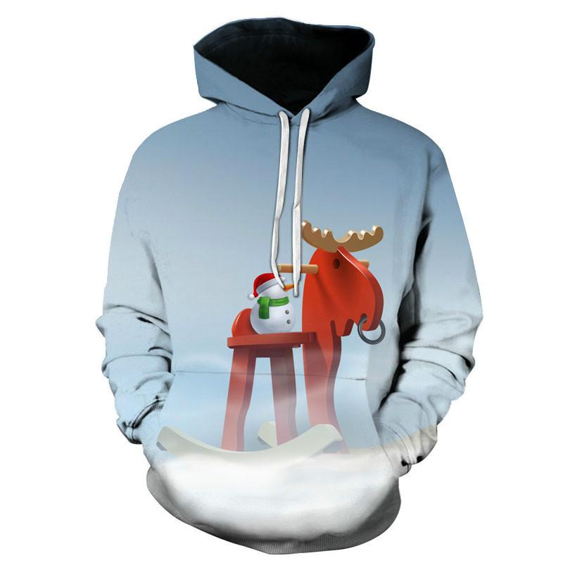 New Christmas Gift Theme Men's 3D Printed Hoodie Fashion Snowman Hooded Sweatshirt Hooded Pullover Boy Clothes
