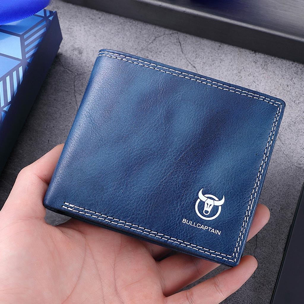 Men Leather Bifold Wallet with Flip Pocket Card Holder Wallet Purse