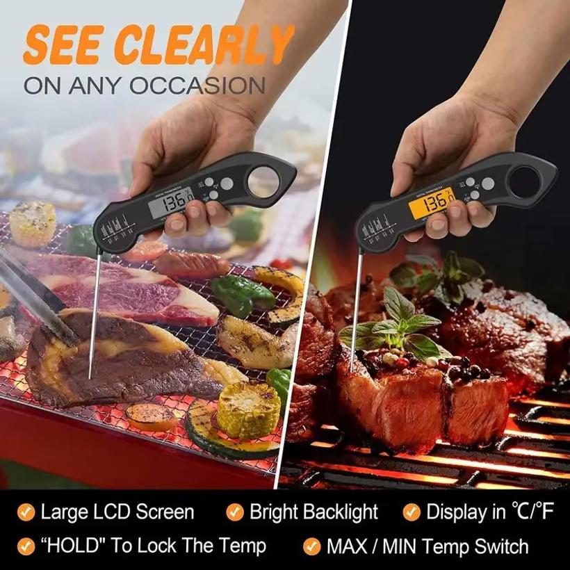Double Probe Foldable Digital Thermometer With Probe For Cooking BBQ Barbecue Meat Culinary Grill Food Kitchen Tools Gadgets