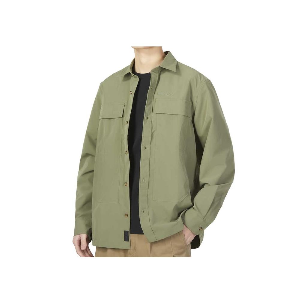 Timberland Solid Color Polo Sports Casual Long Sleeve Shirt Men Shirts Gray-Green A6895-590