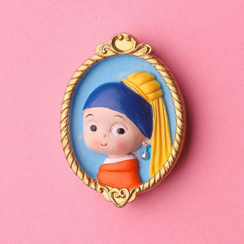 Mini Cute Cartoon World Famous Paintings Fridge Magnets Cute Van Gogh Girl With Pearl Earring Magnetic Stickers for Blackboard